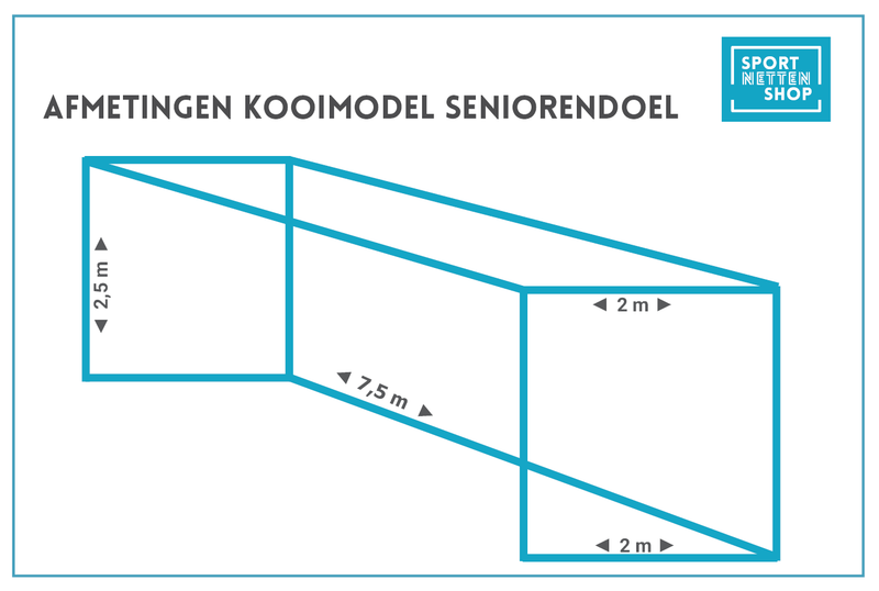 Doelnet kooimodel  -  wit | 7,5x2,5x2x2 m - 4 mm