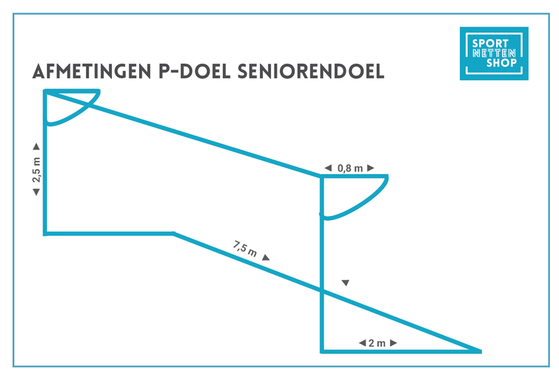 Doelnet P-doel - wit | 7,5x2,5x0,8x2m - maas 45 mm