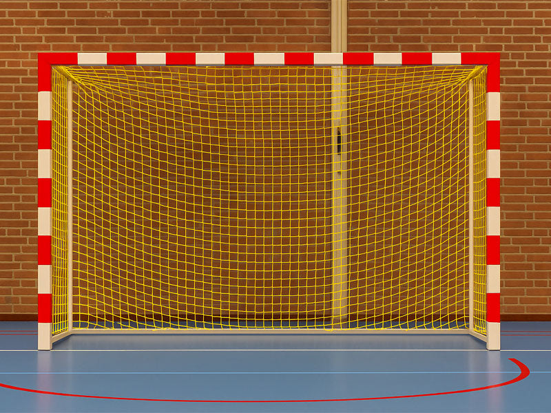 zaalvoetbal doel met geel net 3x2x0,8x1m 4mm draaddikte maaswijdte 100mm