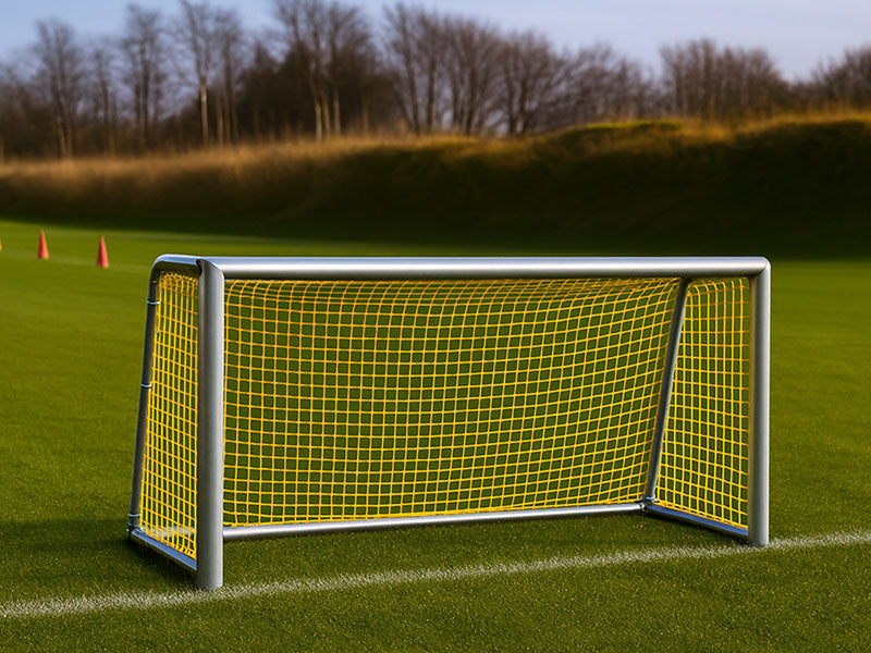 mini doel 3x1,5x0,8x1 m met geel doelnet